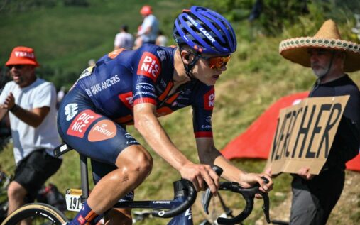 Cyclist Oscar Onley riding for Netcompany-Ineos during a road race