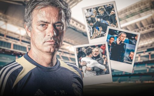 Jose Mourinho standing on the touchline issuing instructions to his players