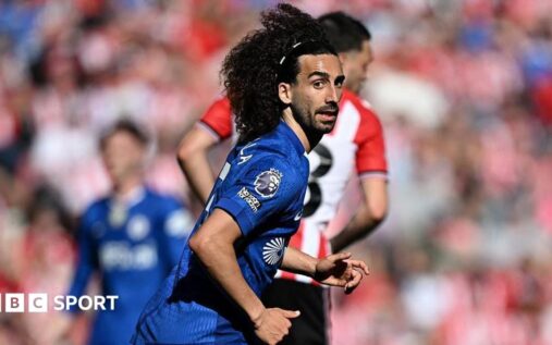 Marc Cucurella playing for Chelsea in a competitive football match