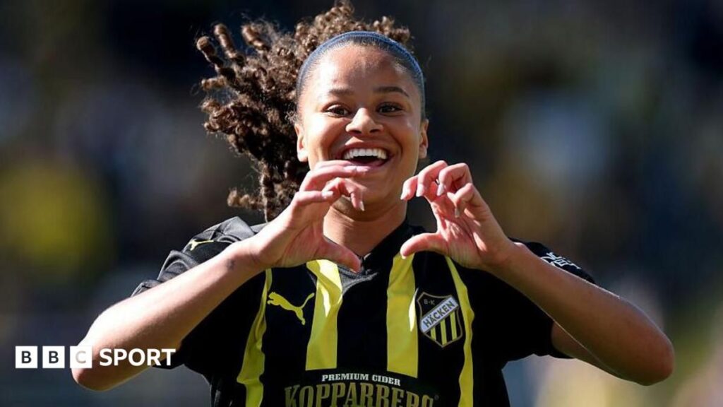 Felicia Schroeder playing for BK Hacken during a women's football match