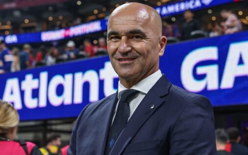 Portugal manager Roberto Martinez standing on the touchline giving tactical instructions