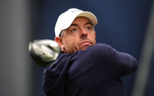 Rory McIlroy playing a shot from the fairway during the Memorial Tournament in Ohio