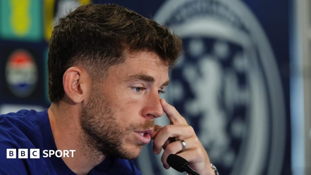 Scotland midfielder Ryan Christie looking focused during a World Cup match