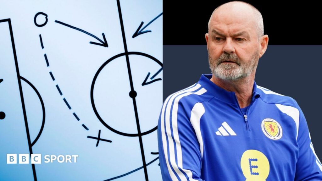 Steve Clarke watching Scotland from the touchline during a World Cup match
