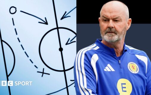 Steve Clarke watching Scotland from the touchline during a World Cup match