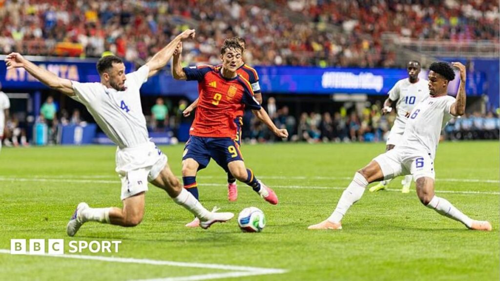 Scotland national football team lining up in a defensive formation during a World Cup match