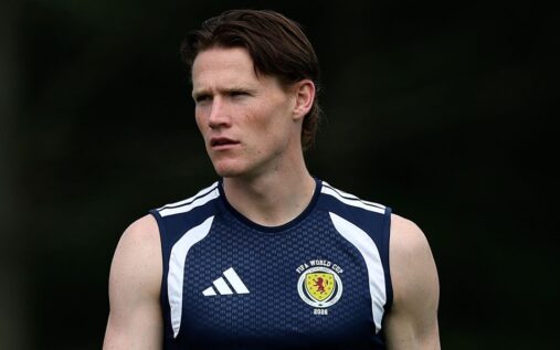 Scott McTominay training in a Scotland kit ahead of the World Cup