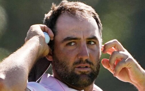 Scottie Scheffler reacts to a missed putt during the final round of the US Open at Shinnecock Hills
