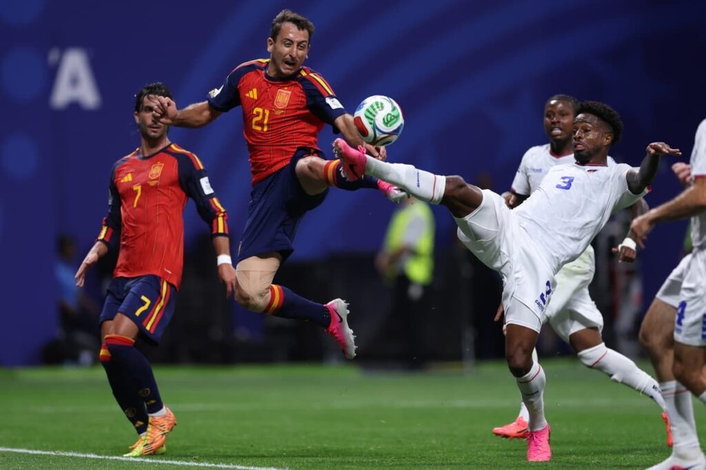 Kylian Mbappe celebrating a goal for France alongside teammates at the 2026 World Cup