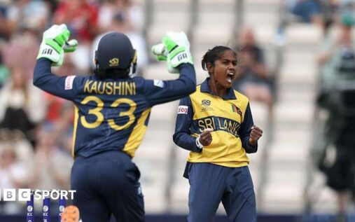 Nilakshi de Silva batting for Sri Lanka during their Women's T20 World Cup victory against New Zealand in Southampton
