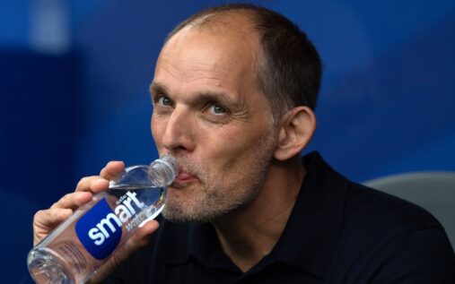 England manager Thomas Tuchel watching intently from the touchline during a World Cup match
