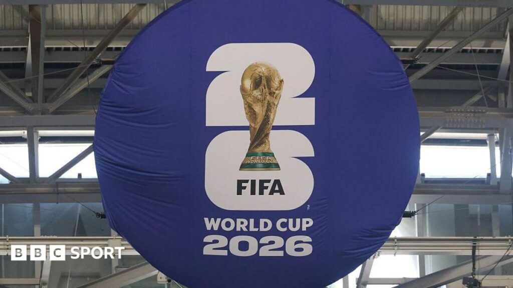 A drone hovering near a World Cup 2026 stadium in the United States, highlighting strict matchday security airspace rules.