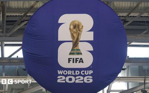 A drone hovering near a World Cup 2026 stadium in the United States, highlighting strict matchday security airspace rules.