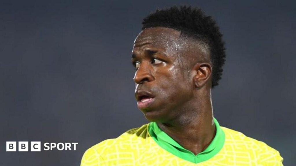 Vinicius Junior looking focused while playing for the Brazil national football team