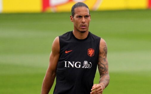 Virgil van Dijk wearing the Netherlands captain's armband during an international football match