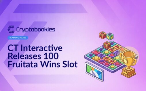 Colorful fruit tile grid with falling blocks, golden trophy with glowing badge, and a balanced level gauge meter.
