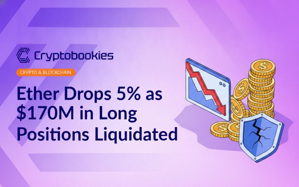 Downward-trending chart with red arrow, tipped stack of coins spilling, and a cracked shield symbol on dark background.