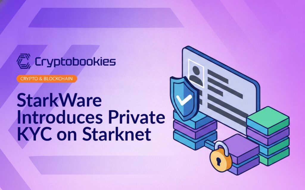 Digital ID card with masked details, shield bearing checkmark, and blockchain server cubes secured by padlock seal.